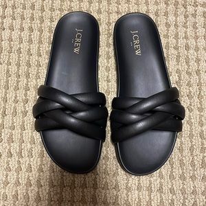 Jcrew black leather slides